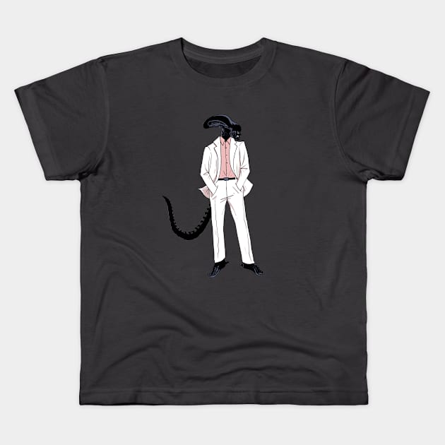 Alien in a suit Kids T-Shirt by ctupa